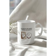 YasBey Design Sevimli Hayalet Ayna Desenli 330ML Baskılı Beyaz Seramik Kupa Bardak