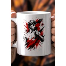 YasBey Design Heykel Sanat Desenli 330ML Baskılı Beyaz Seramik Kupa Bardak