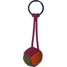 Evvel Aksesuar Yağ Yeşili Turuncu Koyu Pembe Örgü Küre Orta Boy Anahtarlık