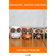 Letsii Ahşap 5'li Baykuş Figür Seti 5cm Dekorasyon