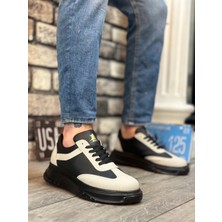 Baybonza BA0327 Boa Gri Siyah Kalın Yüksek Taban Bağcıklı Spor Erkek Ayakkabı