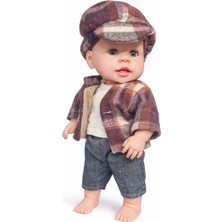 Toyska Masal Anlatan Et Bebek – Şapkalı Erkek Bebek Oyuncak 35 cm - Mor Kıyafet