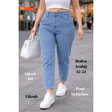 Cedy Denım Kadın Büyük Beden Pileli Mom Jean Pantolon C600