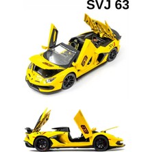 Craftivio Sarı Işıklı Sesli 1:24 Ölçek Ince Detay Açılır Kapı Lamborghini Aventador Svj 63 Lüks Model Araba