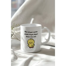 YasBey Design Sevimli Civciv 330ML Baskılı Beyaz Seramik Kupa Bardak