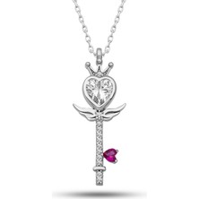 Norino Gümüş Kalp Taç Anahtar Kadın Kolye