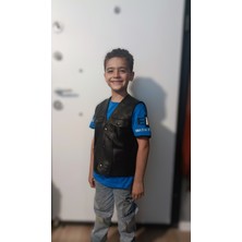 Nyc Giyim Tekstil Çocuk Hakiki Deri Yelek Siyah Renk