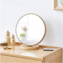 Braventa Collection Unichrome Menteşeli Eğimi Ayarlanabilir 13 cm Yuvarlak Masaüstü Ahşap Makyaj Aynası