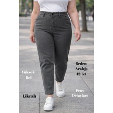 Cedy Denim Cedy Denım Kadın Büyük Beden Pileli Mom Jean Pantolon C600