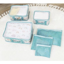 Epilons Baby 6'lı Desenli Fileli Bavul Valiz Içi Düzenleyici Çok Amaçlı Organizer (Yeşil)