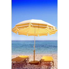 Gampus Plaj Şemsiyesi 2 .10 Metre Gölgelik Balkon Bahçe Teras Piknik Şemsiye Su Bidonu 16 Litre Sarı