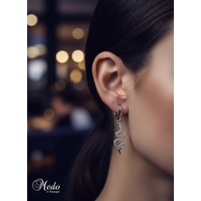 Medo E-Konsept ✨ Yılan Figürlü Gümüş Kaplama Çelik Kadın Küpe 🐍Trend Tasarım Son 2 Adet