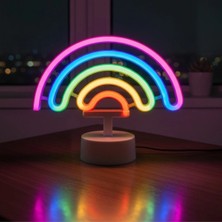 Shopwave Dila Plastik Gökkuşağı Neon LED Işık – Dekoratif Renkli Masaüstü ve Ambiyans Aydınlatmas�