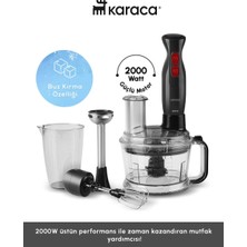 Karaca PRO-2000W Turbo Doğrayıcı, Dilimleme Rondo, Blender - Ikili Çelik Mikser, Buz Kırıcı Mutfak Robotu+ Hassas Mutfak Tartısı