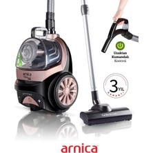 Arnica 750W Turbo Başlıklı Kumandalı Torbasız Süpürge Hepa 13 Alerjik Filtreli Ultra Sessiz, 3l Geniş Hazne