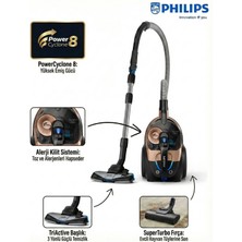 Philips Halı Döver Başlıklı Marathon Daily Serisi Powercyclone 8 Teknolojisi Allergy H13 Filtreli Kompakt Tasarımlı ve Yüksek Emiş Gücüne Sahip Torbasız Süpürge XB7151