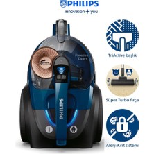 Philips Turbo Başlıklı Torbasız Süpürge, Olağanüstü Çekiş Gücü - Hepa Filtreli 7000 Serisi Powerpro Max  Triactive Başlıklı Yüksek Performanslı Toz Torbasız Elektrikli Süpürge FC9749+TURBO