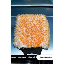 Ellesill Alman Çift Taraflı Oto Yıkama Eldiveni Turuncu-Beyaz - Dual Washpro