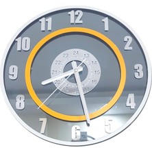 Formiqra Yeni Trend Gümüş Ayna Pleksi Gerçek Ayna Duvar Saati Çap 40CM Gri-Turuncu