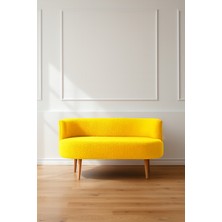 Azra Mobilya Sydney Modern Ikili Koltuk Kanepe | Modern | Welsoft Yumuşak Kumaş | Sarı
