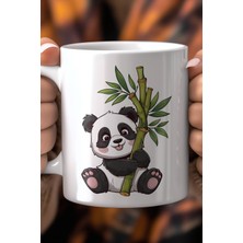 YasBey Design Sevimli Panda Desenli 330ML Baskılı Beyaz Seramik Kupa Bardak