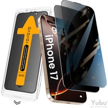Yubu iPhone 17 Uyumlu Kolay Uygulama Aparatlı Hayalet Tam Kapatan Cam Ekran Koruyucu