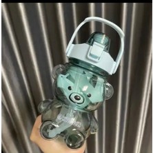 Feyza Design Renkli Smile Ayıcık Su Matarası 1000ML Bpa Içermeyen Suluk Hediye