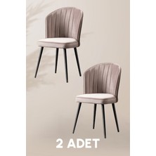 MyMassa Rubi Sandalye - Babyface Kapuçino - Siyah Metal Ayak (2 Adet) - Salon Sandalyesi / Mutfak Sandalyesi