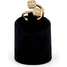 Pangu Altın Renk Kare Taşlı Çelik Kadın Yüzük