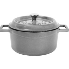 Hype Store Metal Premium Serisi - Döküm Yuvarlak Tencere, 20 Cm, Majolik Gri