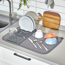 Hype Store Tezgah Üstü Bulaşıklık Bulaşık Kurutma Matı Süzgeci Katlanır Plastik Sepeti Kurulama Bezi Örtüsü Kur