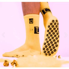 Feyza Design Unisex Sarı Kaymaz Spor Çorabı, Silikon Tabanlı ve Dikişsiz Tasarım