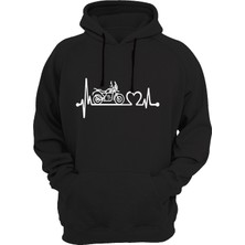 Widi Kalp Baskılı Siyah Sweatshirt