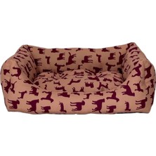 Hype Store Uniform Bej-Bordo Köpek Yatağı M 60X70CM