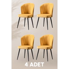 MyMassa Rubi Sandalye - Babyface Sarı - Siyah Metal Ayak (4 Adet) - Salon Sandalyesi / Mutfak Sandalyesi