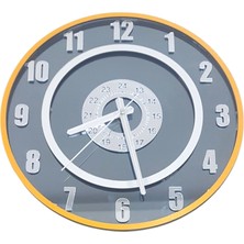 Formiqra Yeni Trend Gümüş Ayna Pleksi Gerçek Ayna Duvar Saati Çap 40CM Turuncu-Gri