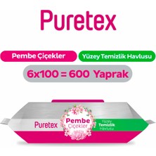 Puretex Yüzey Temizlik Havlusu Pembe Çiçekler 6X100 (600 Yaprak)