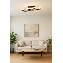 Zzez Kahverengi Modern Tasarım Cafe - Salon - Mutfak - Hol - Yatak Odası Beyaz LED Avize