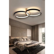 Duru Siyah Renk Modern Tasarım Salon - Mutfak - Hol - Yatak Odası Beyaz LED Avize