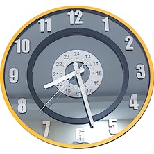 Formiqra Yeni Trend Gümüş Ayna Pleksi Gerçek Ayna Duvar Saati Çap 40CM Turuncu-Siyah