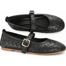 Slipcat Kadın Babet Ayakkabı Klasik Örgü Deri Desenli Esnekligi ve Zarif Günlük Babet