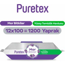 Puretex Yüzey Temizlik Havlusu Mor Bitkiler 12X100 (1200 Yaprak)
