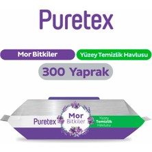 Puretex Yüzey Temizlik Havlusu Mor Bitkiler 3X100 (300 Yaprak)