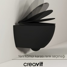 Creavit Free Kanalsız Kömür Karası Asma Klozet FE322, Creavit Free Duck Duroplast Yavaş Kapak