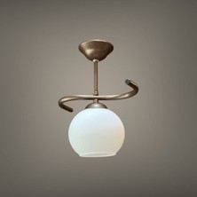 Kuzenler Modern Tekli Kahve Metal Kasa Beyaz Cam Avize