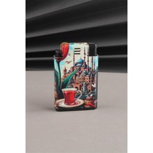 Silvio Monetti Istanbul Temalı Çift Yanışlı Mavi Pürmüz ve Normal Alevli Gazlı Çakmak - Jet Alevli Rüzgarda Sönmez SM131MIST0004