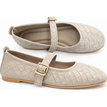 Slipcat Kadın Babet Ayakkabı Klasik Örgü Deri Desenli Esnekligi ve Zarif Günlük Babet