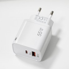 Ally Powergo 55W Pd + Qc 4.0 Hızlı Şarj Adaptörü Çift Port, Seyahat Şarj Cihazı”