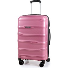 Polo&sky Azra Model Gül Kurusu Pp Polipropilen Kırılmaz Orta Boy Valiz Bavul