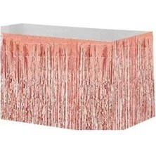 Partici Metalize Rose Gold Püsküllü Masa Eteği